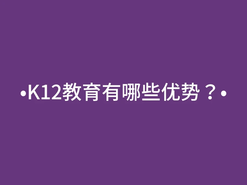 •K12教育有哪些优势？•