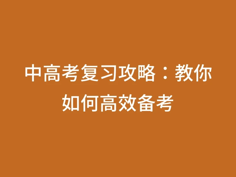 中高考复习攻略：教你如何高效备考