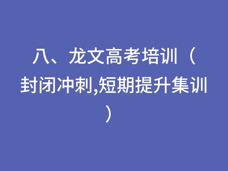 八、龙文高考培训（封闭冲刺,短期提升集训）