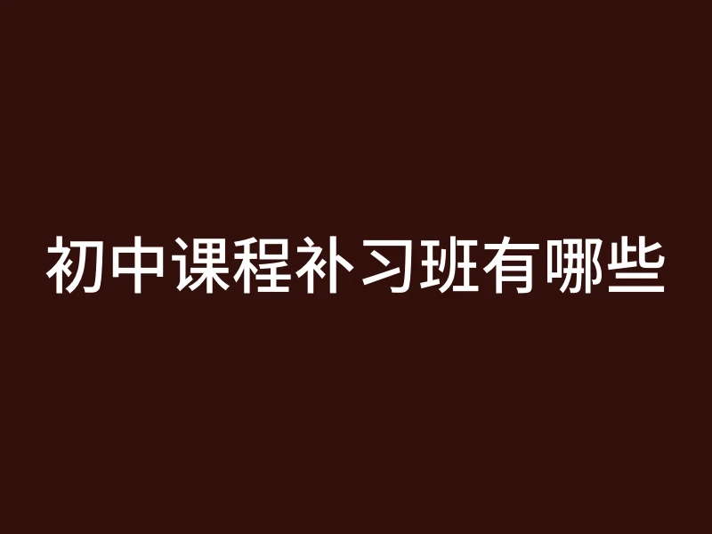 初中课程补习班有哪些