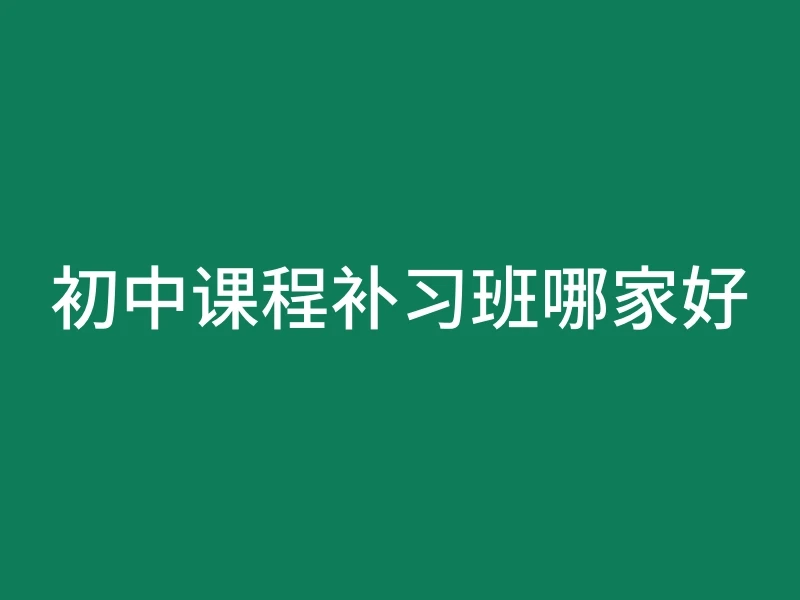 初中课程补习班哪家好