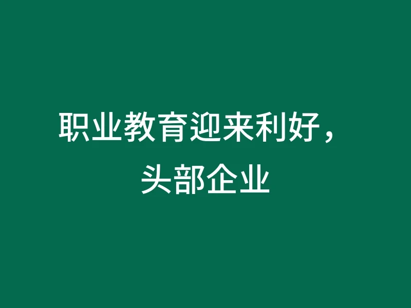 职业教育迎来利好，头部企业