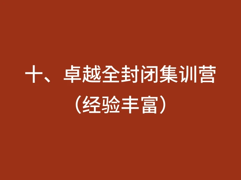 十、卓越全封闭集训营（经验丰富）