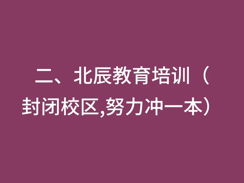 二、北辰教育培训（封闭校区,努力冲一本）