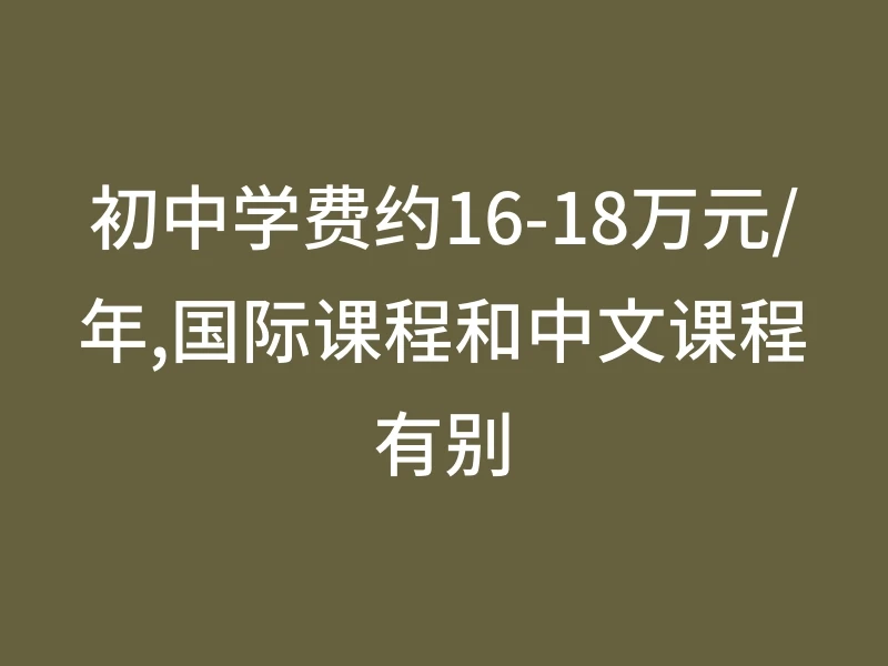 初中学费约16-18万元/年,国际课程和中文课程有别