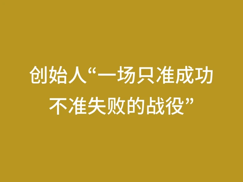 创始人“一场只准成功不准失败的战役”