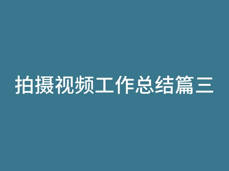 拍摄视频工作总结篇三