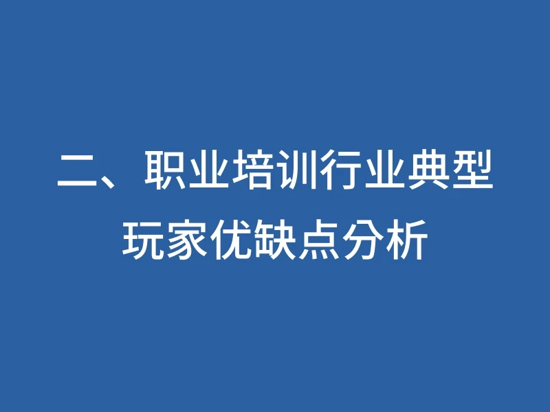 二、职业培训行业典型玩家优缺点分析