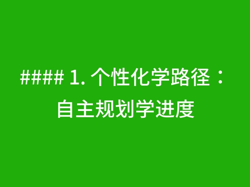 #### 1. 个性化学路径：自主规划学进度