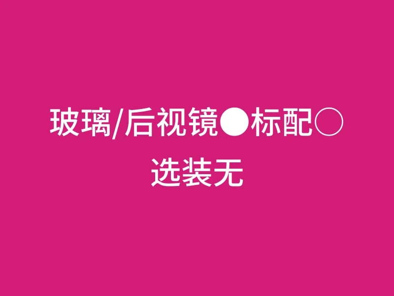 玻璃/后视镜●标配○选装无