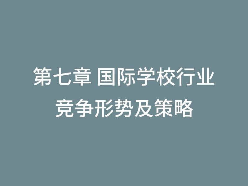 第七章 国际学校行业竞争形势及策略