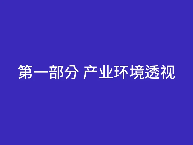 第一部分 产业环境透视