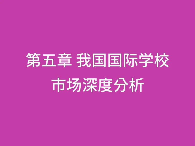 第五章 我国国际学校市场深度分析