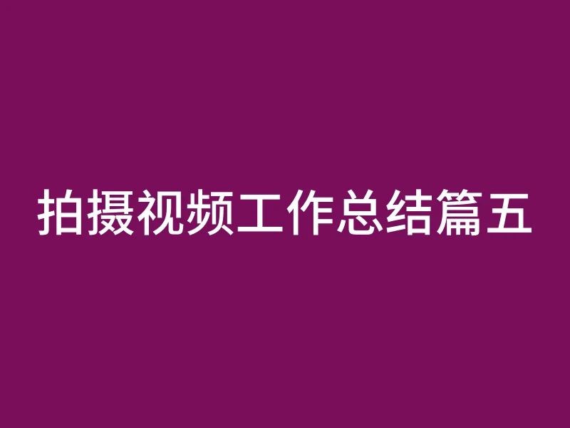 拍摄视频工作总结篇五