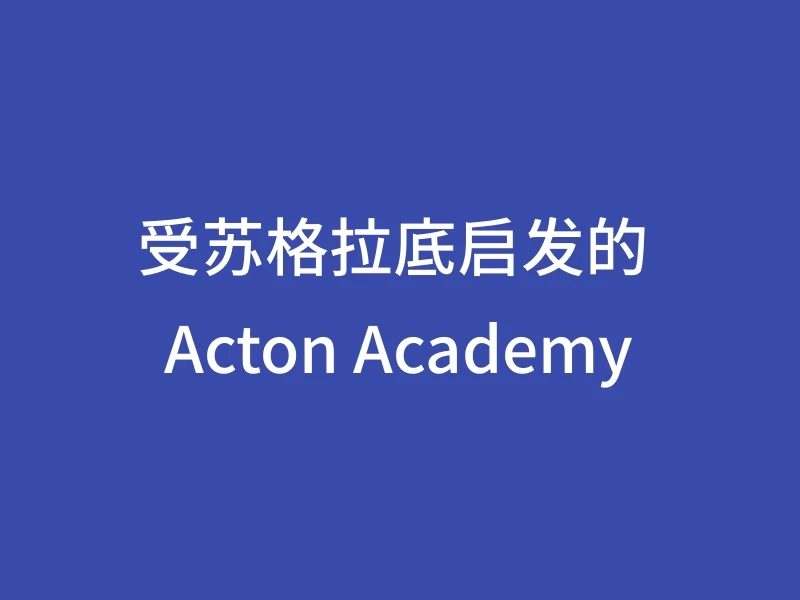 受苏格拉底启发的 Acton Academy