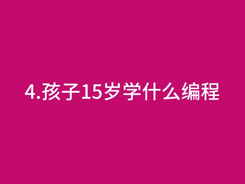 4.孩子15岁学什么编程