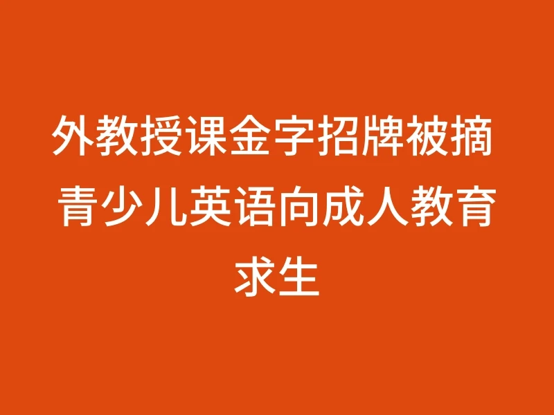外教授课金字招牌被摘 青少儿英语向成人教育求生