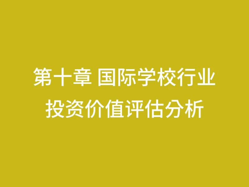 第十章 国际学校行业投资价值评估分析