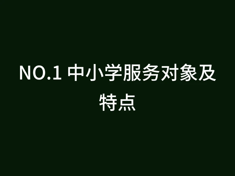 NO.1 中小学服务对象及特点