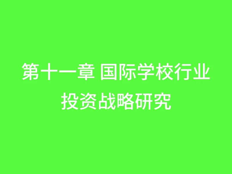 第十一章 国际学校行业投资战略研究
